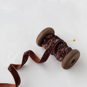 Braunes Glitzer-Lametta Band • 3/8" • 3/4" • 1.5"