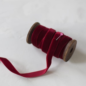 Burgundy Red Velvet Ribbon • 1/8&quot; • 1/4&quot; • 3/8&quot; • 5/8&quot; • 3/4&quot;