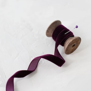 Napa Wine Purple Rayon Velvet Ribbon: Single-Faced, Japanese • 1/8" • 1/4" • 3/8" • 1/2" • 3/4" • 1"