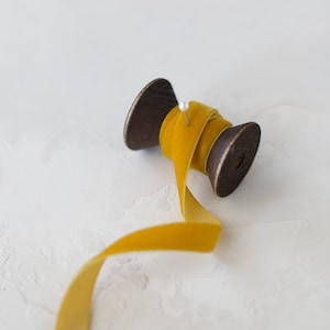 Mustard Yellow Rayon Velvet Ribbon: Single-Faced, Japanese • 1/8" • 1/4" • 3/8" • 1/2" • 3/4" • 1"