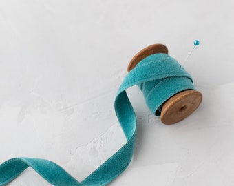 Dusty Turquoise Double-Faced Japanese Cotton Velvet Ribbon • 1/8" • 1/4" • 3/8" • 1/2" • 3/4" • 1"