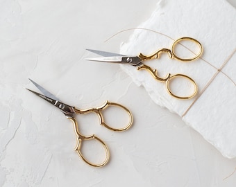 24k Gold-Plated Italian Scissors • 3-3/4" • Onda / Luna