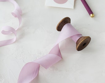 Lilac Purple Bias-Cut Hand-Dyed Silk Ribbon • 1/2" • 5/8" • 1" •  1.5" • 2.5"