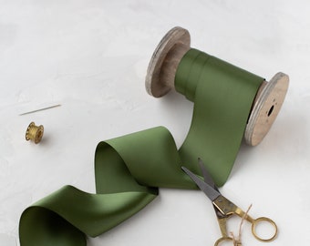 Moss Green Double-Faced Satin Ribbon • 1.5" • 2.25" • 3" • 4"