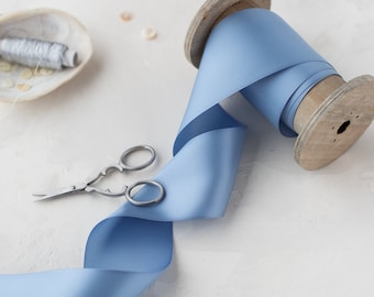 French Blue Double-Faced Satin Ribbon • 1.5" • 2.25" • 3" • 4"