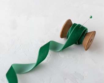 Emerald Green Velvet Ribbon • 5/8" • 1" • 2"