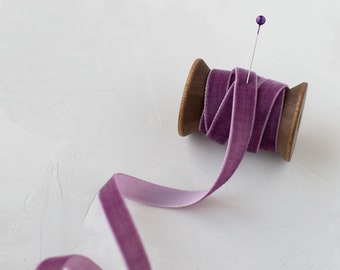 Dusty Plum Purple Velvet Ribbon • 3/8" • 1"