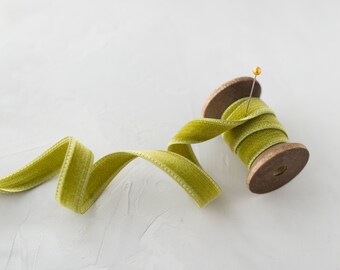 Sweetpea Green Double-Faced Japanese Rayon Velvet Ribbon • 1/8" • 1/4" • 3/8" • 1/2" • 3/4" • 1" • 1.5" • 1-7/8"