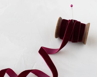 Bordeaux Wine Craft Velvet Ribbon • 3/8" • 1"