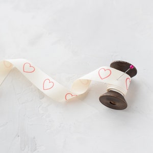 Red Heart Silhouette Printed Woven Cotton Ribbon • 3/4&quot;