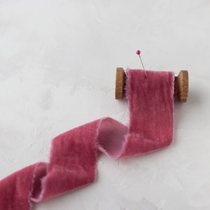 Rose Pink Frayed Edge Velvet Ribbon • 2&quot; (3 yards)