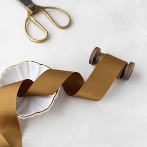 Gold Bronze Double-Faced Silk Satin Ribbon • 1.5"