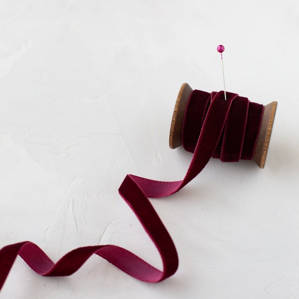 Bordeaux Wine Velvet Ribbon • 3/8" • 1"