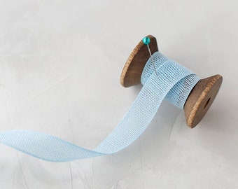 Soft Blue Loose Weave Italian Cotton Ribbon • 1/2"