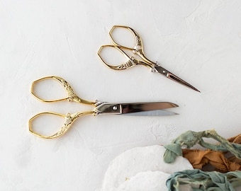 24k Gold-Plated Florentine Italian Scissors • Small 3-3/4" / Medium 5"
