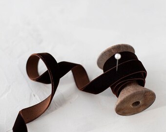 Chocolate Brown Japanese Rayon Velvet Ribbon • 1/8" • 1/4" • 3/8" • 1/2" • 3/4" • 1" • 1.5" • 2