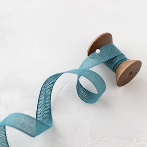 Dusty Teal Loose-Weave Cotton Ribbon • 1/2"