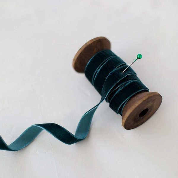 Winter Spruce Jade Velvet Ribbon • 1/4" • 3/8" • 5/8"