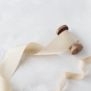 Champagne Beige Sparkle Organdy Semi-Sheer Satin Ribbon • 5/8" • 1" • 1.5"