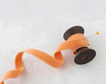 Dusky Orange Double-Faced Japanese Cotton Velvet Ribbon • 1/8" • 1/4" • 3/8" • 1/2" • 3/4" • 1"