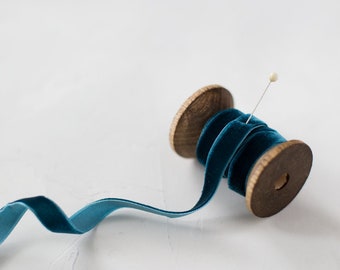 Deep Teal Velvet Ribbon • 1/4" • 3/8" • 5/8"