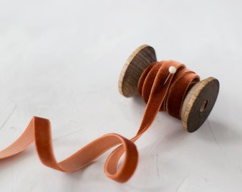 Rust Brown Velvet Ribbon • 1/4" • 3/8" • 5/8"