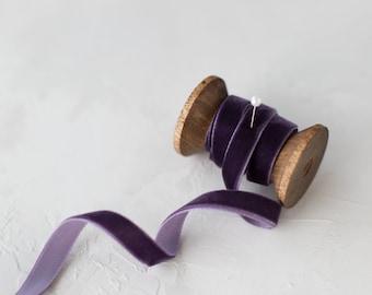 Eggplant Purple Velvet Ribbon • 1/4" • 3/8" • 5/8"