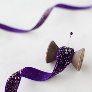 Royal Purple + Gold Metallic Glitzer-Samtband • 3/8" • 5/8" • 7/8"
