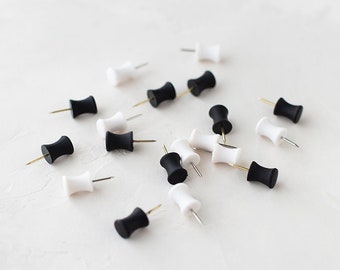 Soft Touch Push Pins • 20 pc • Black + Gold / White + Silver