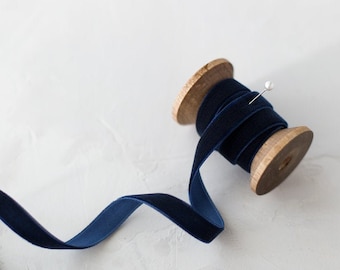 Navy Blue Velvet Ribbon • 1/8" • 3/8" • 3/4"