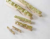 Gold Glitter Clothespins - Mini 10 pc / Small 6 pc / Large 5 pc