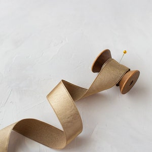 Brass Gold Faux Charmeuse Silk Ribbon • 1" • 1.5"