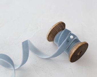 Dusty Blue Gray Velvet Ribbon • 1/8&quot; • 3/8&quot; • 3/4&quot; • 1.5&quot;
