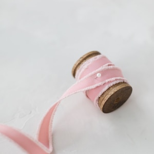 Soft Pink Blush Frayed Fuzzy Edge Grosgrain Ribbon • 5/8"