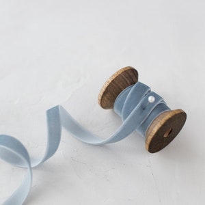 Staubig-blau-graues Samtband • 3mm • 3/8 • 3/4 • 3.5cm