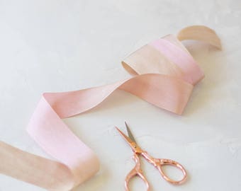 Variegated 100% Silk Ribbon 1-1/4X32yd-Pink/Champagne