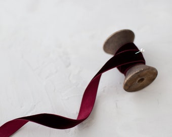 Burgundy Red Japanese Rayon Velvet Satin Ribbon • 1/4" • 3/8" • 1/2" • 3/4" • 1" • 1-1/2" • 2"