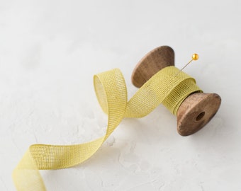 Chartreuse Loose Weave Italian Cotton Ribbon • 1/2"