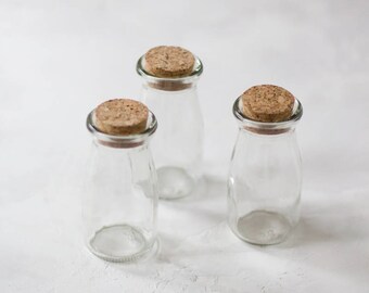 Glass Small Bottles (Jars) with Cork Lids - 3 pc