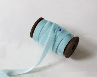 Aqua Seafoam Velvet Ribbon • 1/8" • 1/4" • 3/8" • 5/8" • 3/4"