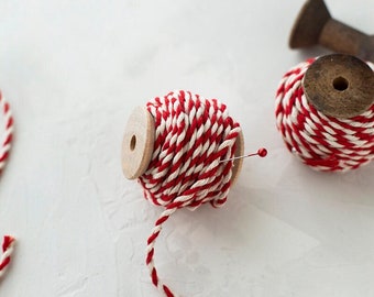 Chunky Red + Natural Baker's Twine on Wood Spool • 10 yards