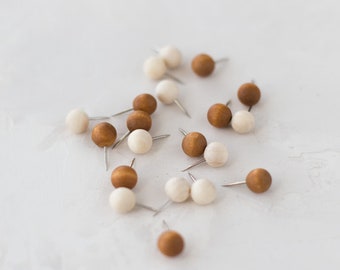 Round Wood Push Pins • 20 pc • Natural / Walnut