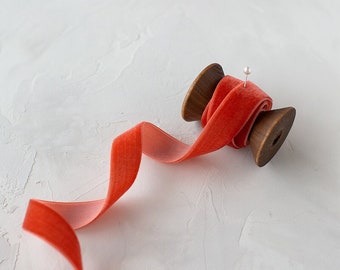 Bittersweet Red-Orange Velvet Ribbon • 5/8" • 1" • 2"