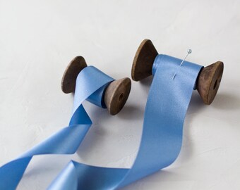 French Blue Luster Double-Faced Satin Ribbon • 7/8" • 1.5" • 2.5"