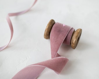 Rose Mauve Swiss Velvet Ribbon • 1/8" • 1/4" • 3/8" • 5/8" • 7/8" • 1.5" • 2"