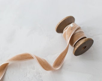 Warm Tan Double-Faced Japanese Rayon Velvet Ribbon • 1/8" • 1/4" • 3/8" • 1/2" • 3/4" • 1" • 1.5" • 1-7/8"