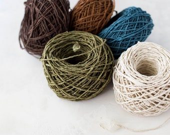 Handmade Twisted Paper Twine • Antique White / Blue Spruce / Copper / Bronze / Olive Green