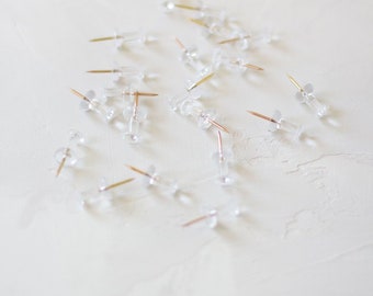 Clear White Push Pins • Rose Gold Tips / Gold Tips • 50 pc