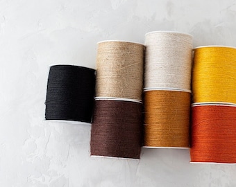 Fine Burlap Jute String on Spool • Natural / Ivory / Marigold Yellow / Black / Chocolate Brown / Vintage Gold / Pumpkin Orange • 400 yards