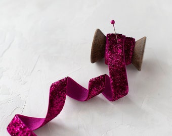 Magenta Metallic Glitzer-Band • 1/4"• 5/8"